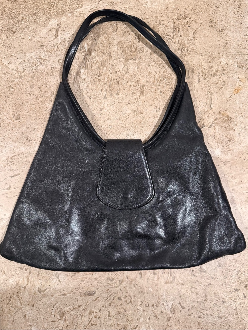 Classic Black Leather Shoulder Bag